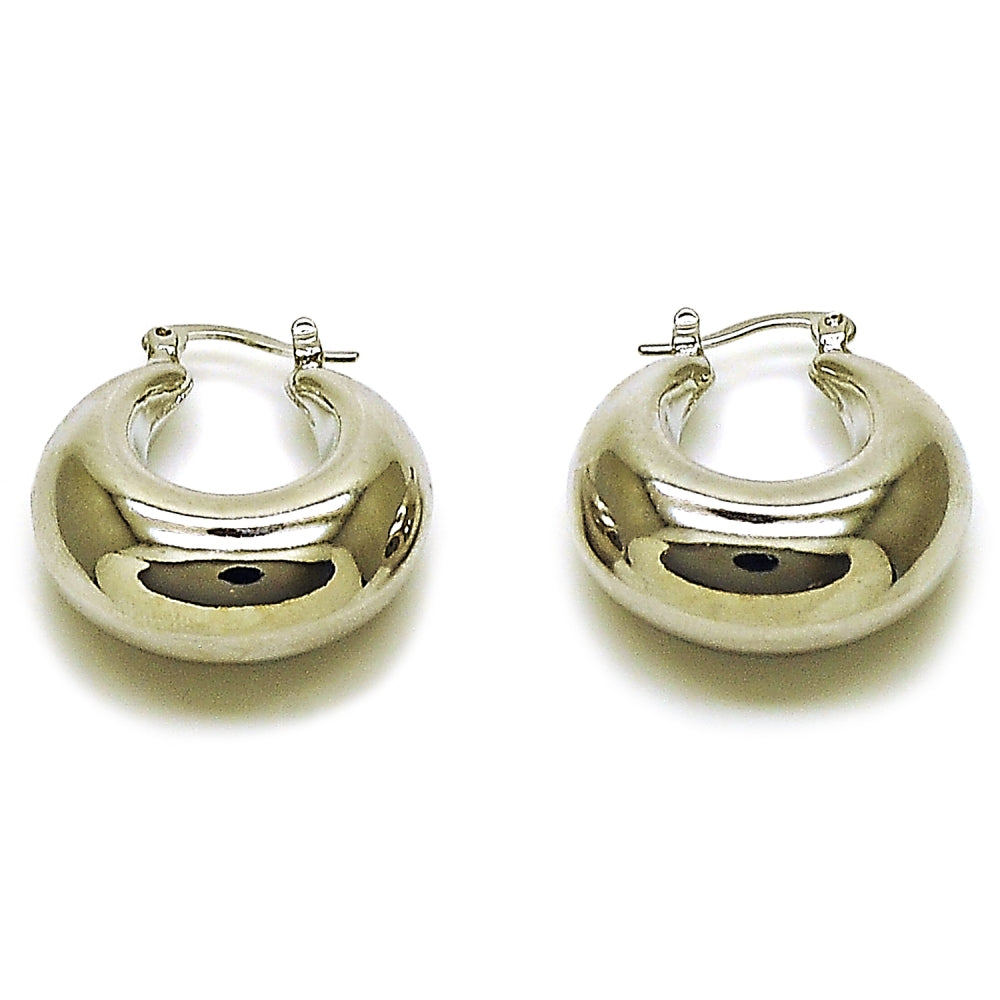 White Gold Filled Small Hoop, Hollow Design, Polished, Rhodium Finish
