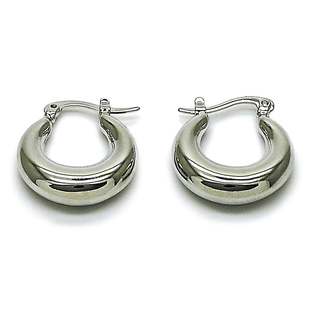 Rhodium Gold Filled Small Hoop, Hollow Design, Polished, Rhodium Finish