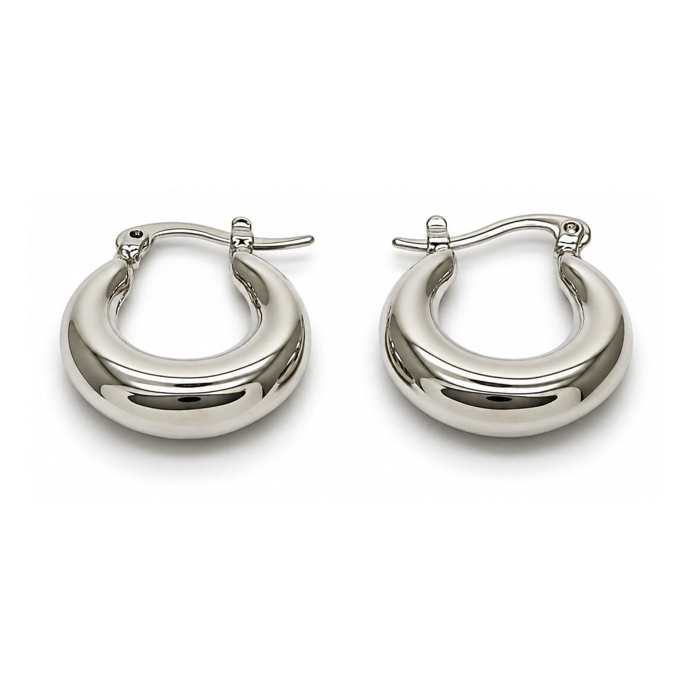White Gold Filled Small Hoop, Hollow Design, Polished, Rhodium Finish