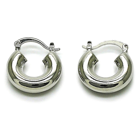 Rhodium Gold Filled Small Hoop, Hollow Design, Polished, Rhodium Finish
