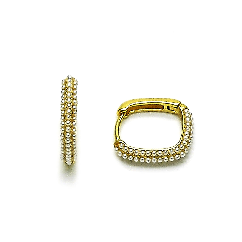 Oro Laminado Huggie Hoop, Gold Filled Style with Ivory Pearl, Polished, Golden Finish