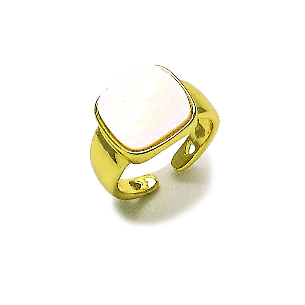 Oro Laminado Multi Stone Ring, Gold Filled Style with Ivory Mother of Pearl, Polished, Golden Finish