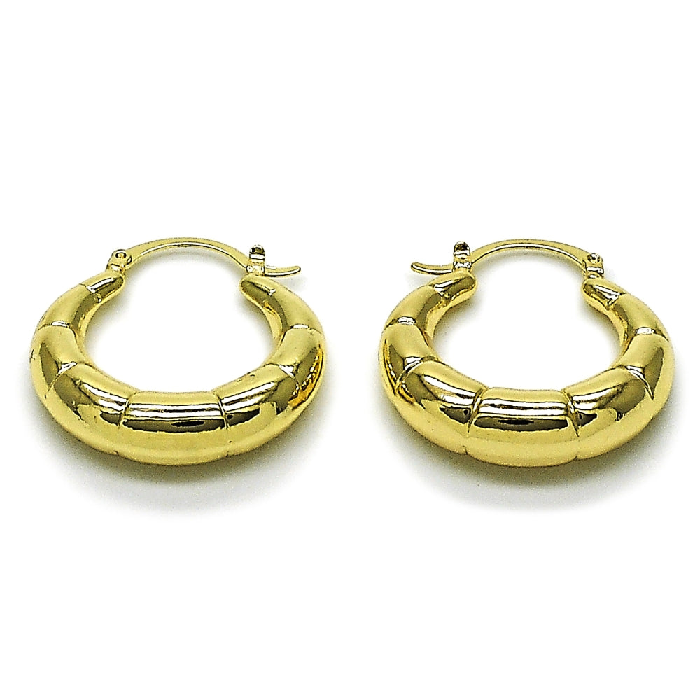 Oro Laminado Medium Hoop, Gold Filled Style Hollow Design, Polished, Golden Finish