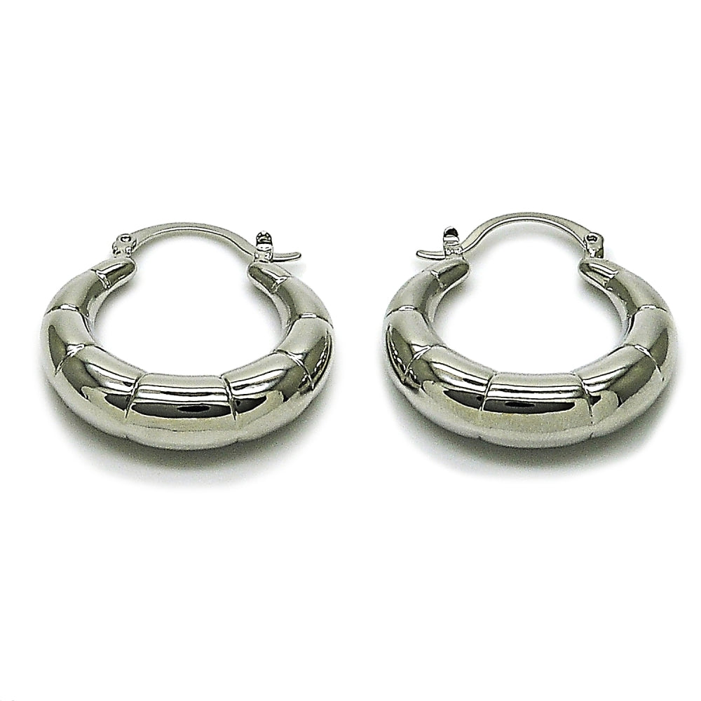 Rhodium Gold Filled Medium Hoop, Hollow Design, Polished, Rhodium Finish
