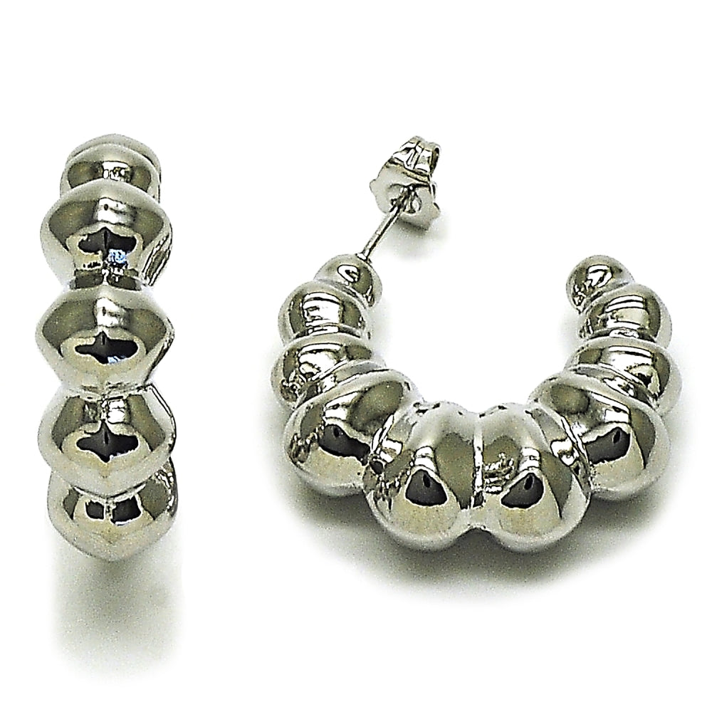 Rhodium Gold Filled Medium Hoop, Hollow Design, Polished, Rhodium Finish