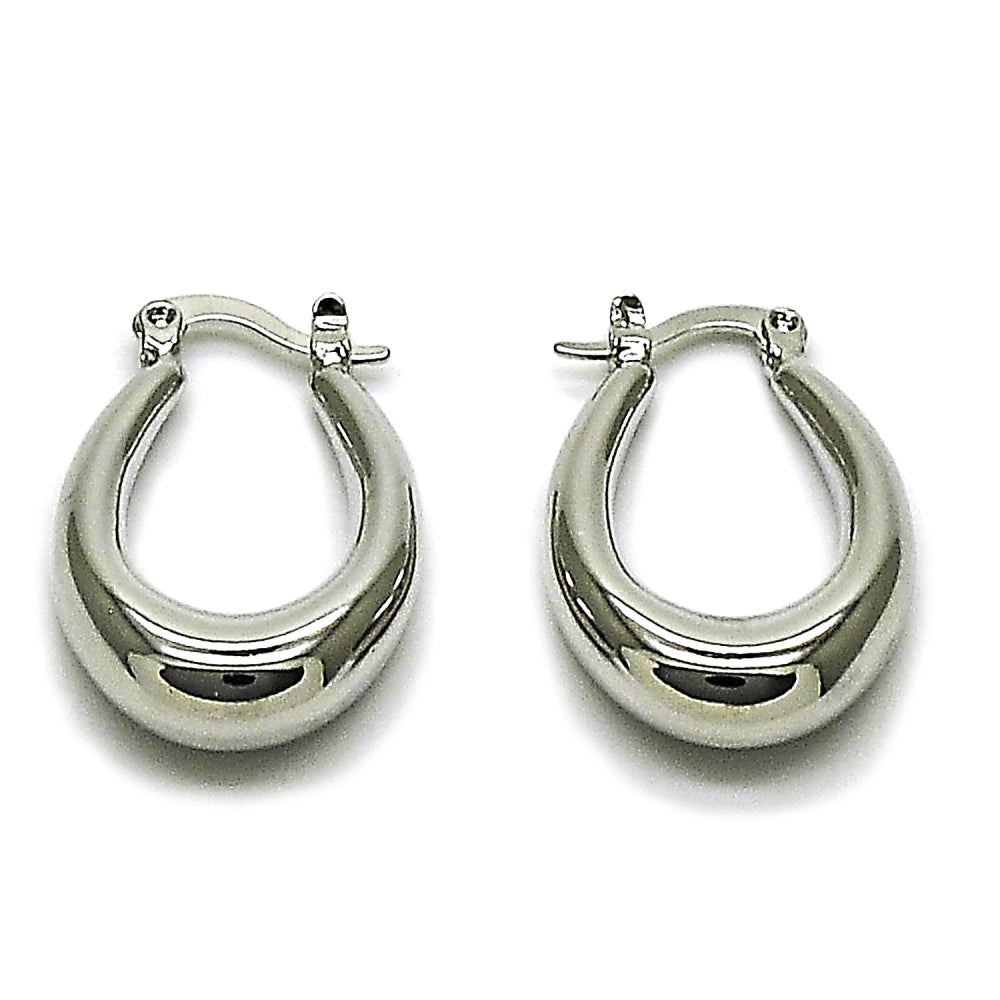 Rhodium Gold Filled Small Hoop, Hollow Design, Polished, Rhodium Finish