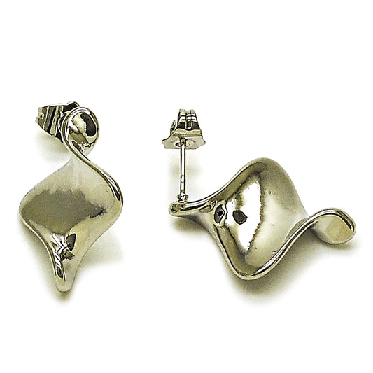 Rhodium Gold Filled Stud Earring, Twist Design, Polished, Rhodium Finish