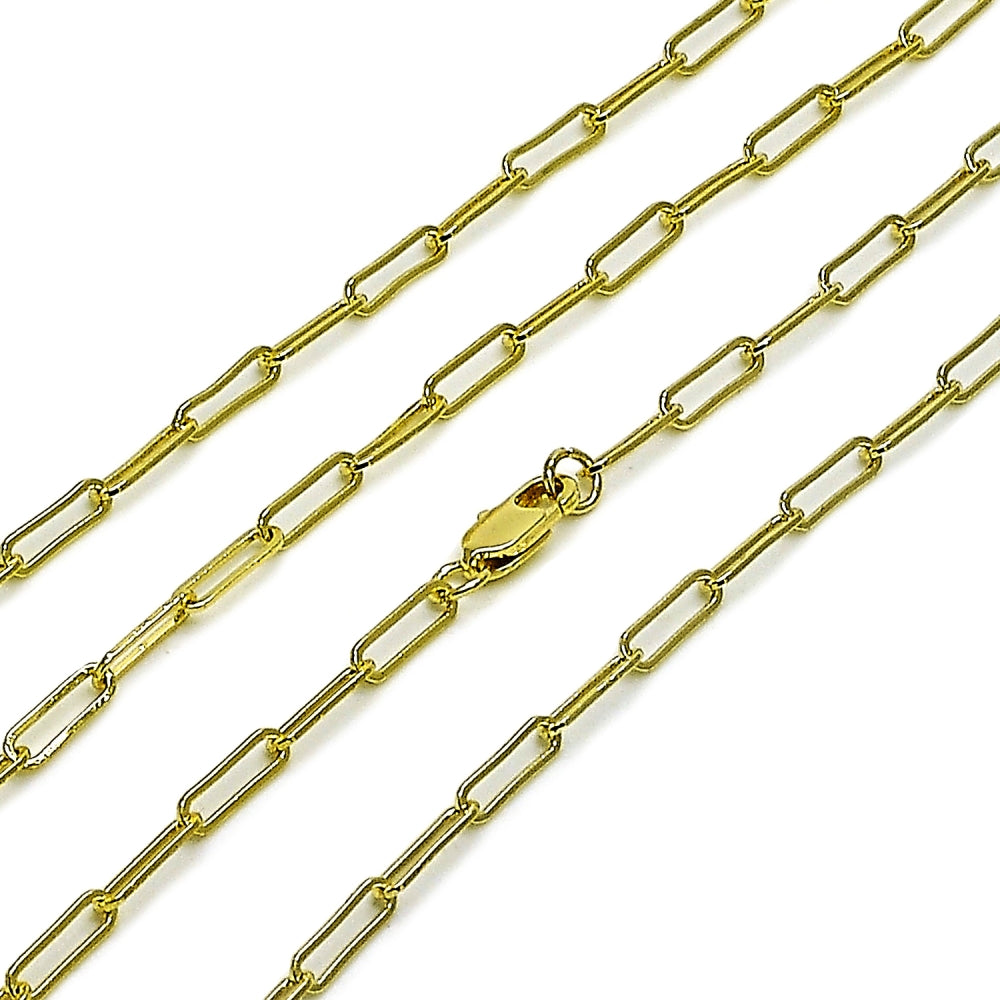 Oro Laminado Basic Necklace, Gold Filled Style Paperclip Design, Polished, Golden Finish