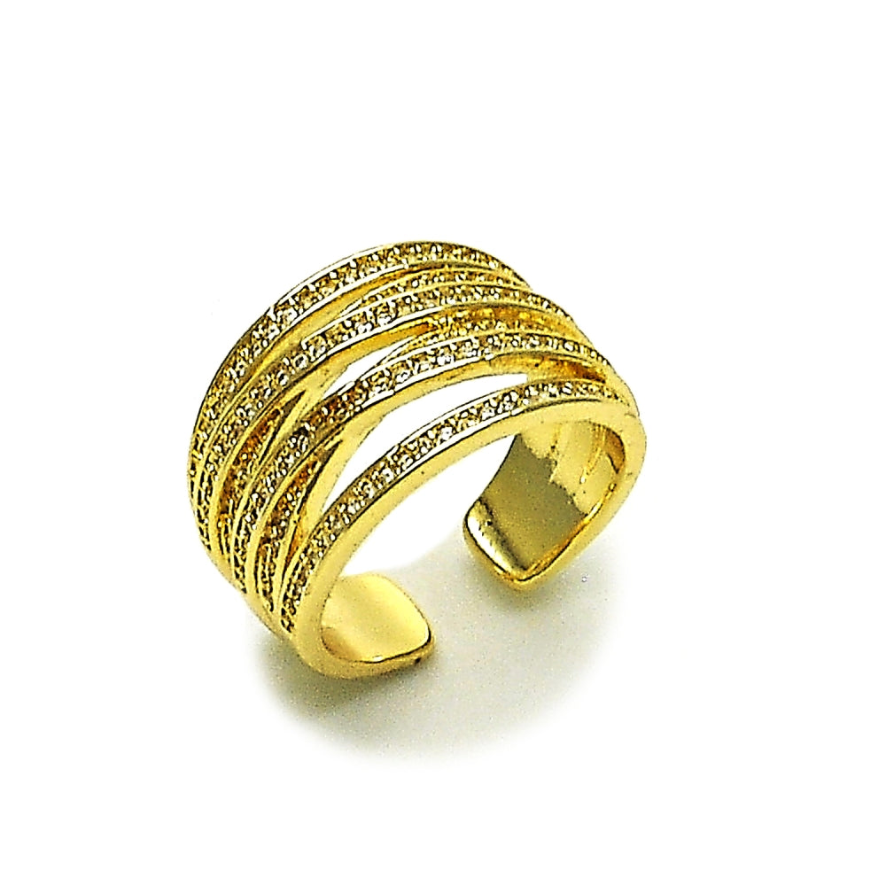 Oro Laminado Multi Stone Ring, Gold Filled Style Twist Design, Polished, Golden Finish