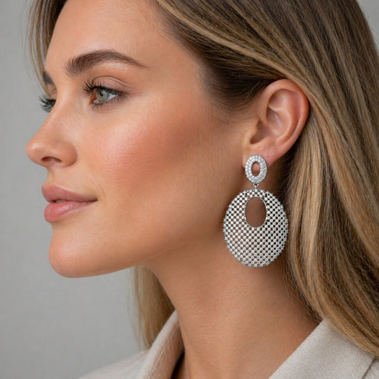 Rhodium Gold Filled Dangle Earring, with White Cubic Zirconia, Polished, Rhodium Finish