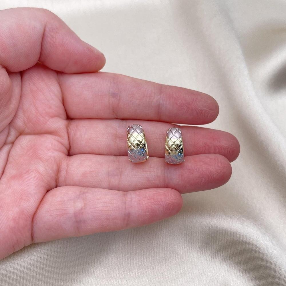Tritone Hoop Earrings Handmade in Tritone Gold Filled Style Jewelry - Very Light Weight Jewelry Piece - Gold Filled Hoops 02.102.0078.15