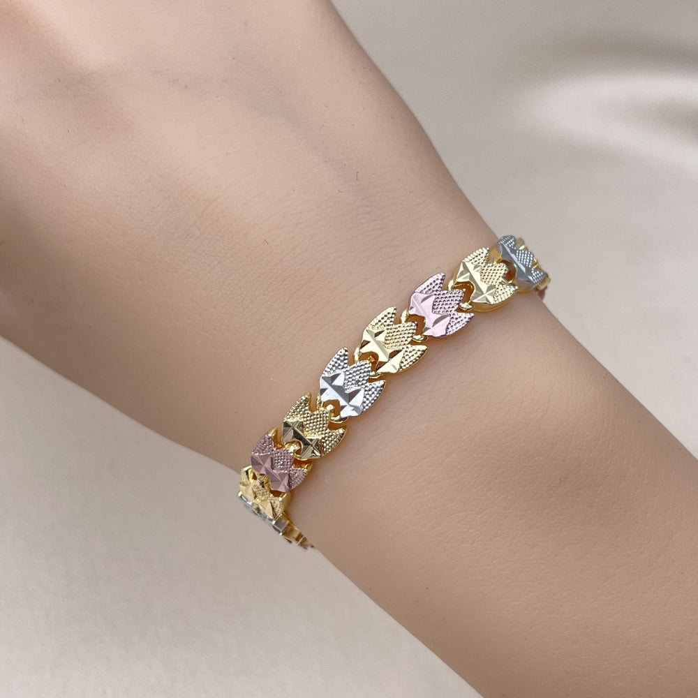7" Tricolor Gold Bracelet - Handmade in Solid Tripled Link With the Highest Craftsmanship - Gold Filled Style Bracelets 03.102.0047.1.07