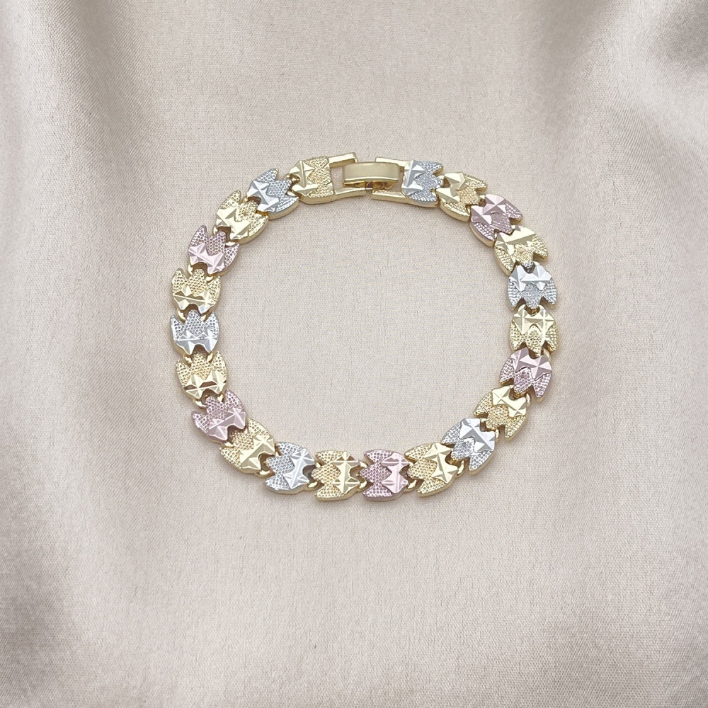 7" Tricolor Gold Bracelet - Handmade in Solid Tripled Link With the Highest Craftsmanship - Gold Filled Style Bracelets 03.102.0047.1.07