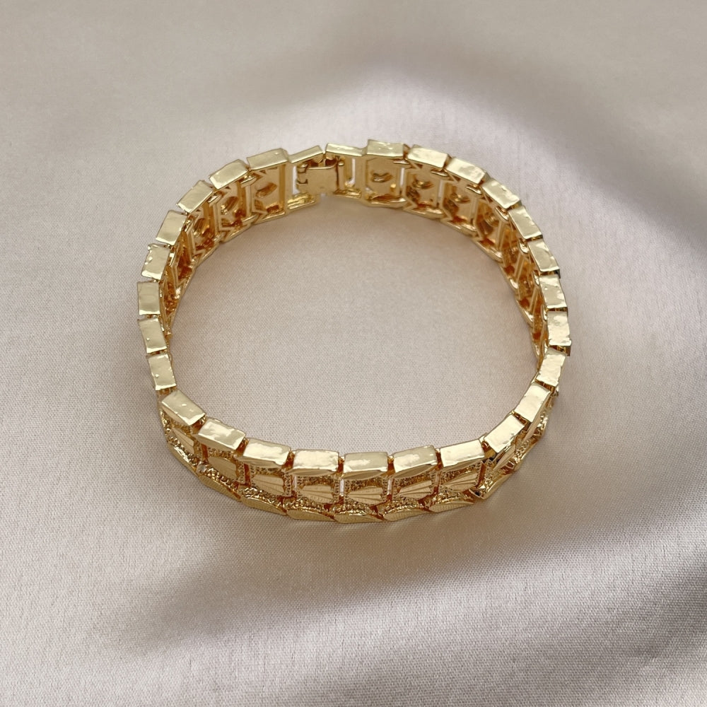 8" Chunky Bold Gold Bracelet - Handmade With Solid Link Casting its the Highest Craftsmanship - Gold Filled Style Bracelets 03.100.0073.08