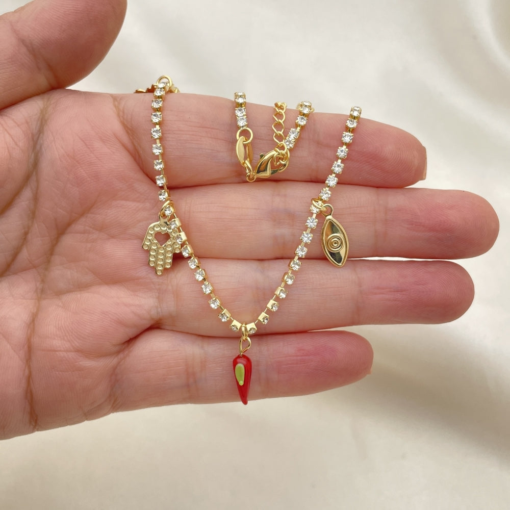 Gold Anklet - Tennis Style w/ Lucky Charms Handmade with the Highest Gold Filled Style Craftsmanship - Gold Filled Anklets 03.32.0626.10