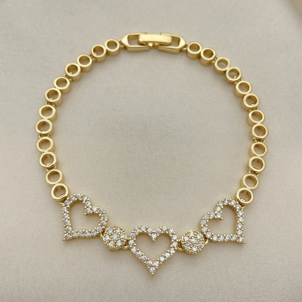 8" Heart Shaped Tennis Bracelet - Handmade With the Highest Craftsmanship - Gold Filled Bracelets -03.283.0032.08