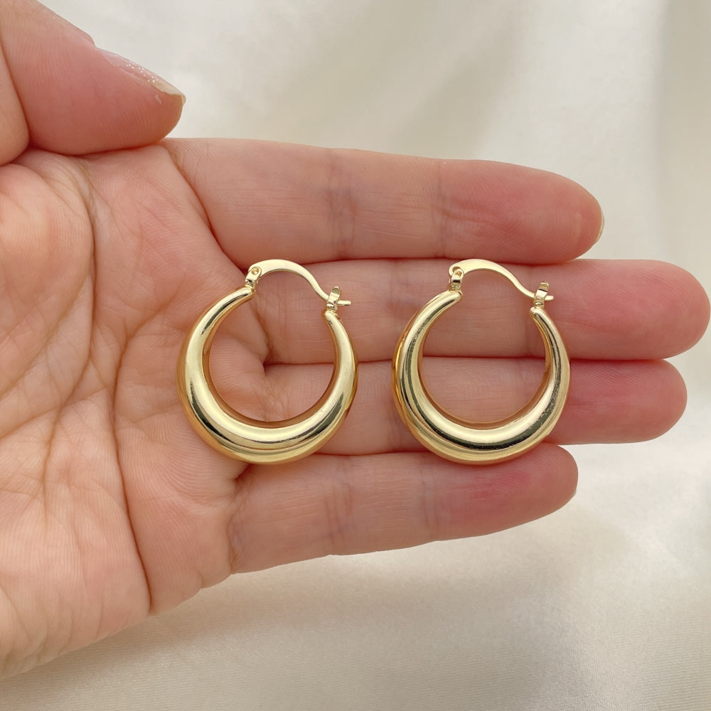 Puff Chunky & Thick Lightweight Handmade Bold Gold Hoop Earrings - Hollow Light Weight Piece of Jewelry - Gold Filled Hoops 02.163.0157.25