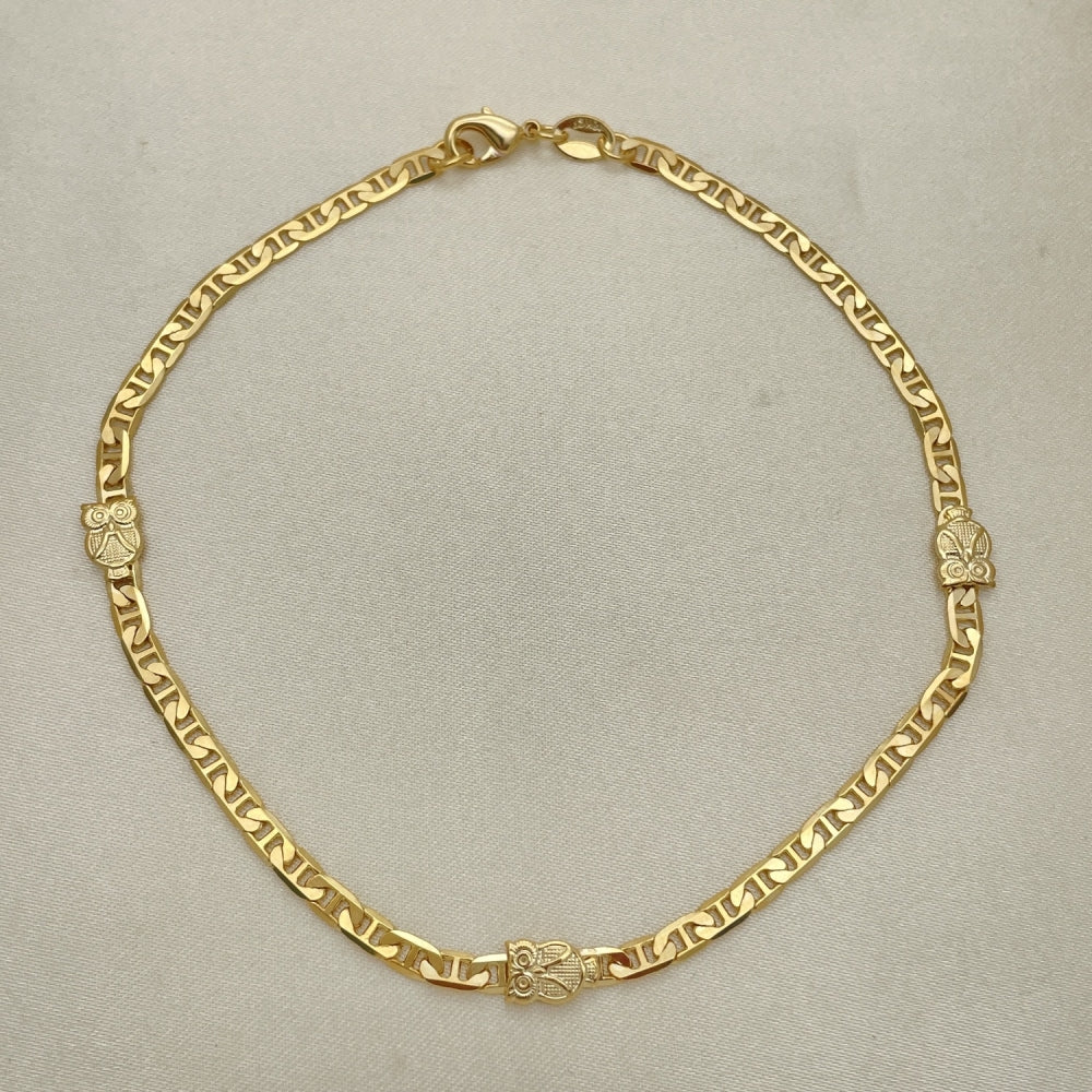 Gold Anklet - Mariner Style w/ Owl Charms Handmade with the Highest Gold Filled Style Craftsmanship - Gold Filled Anklets 03.32.0619.10