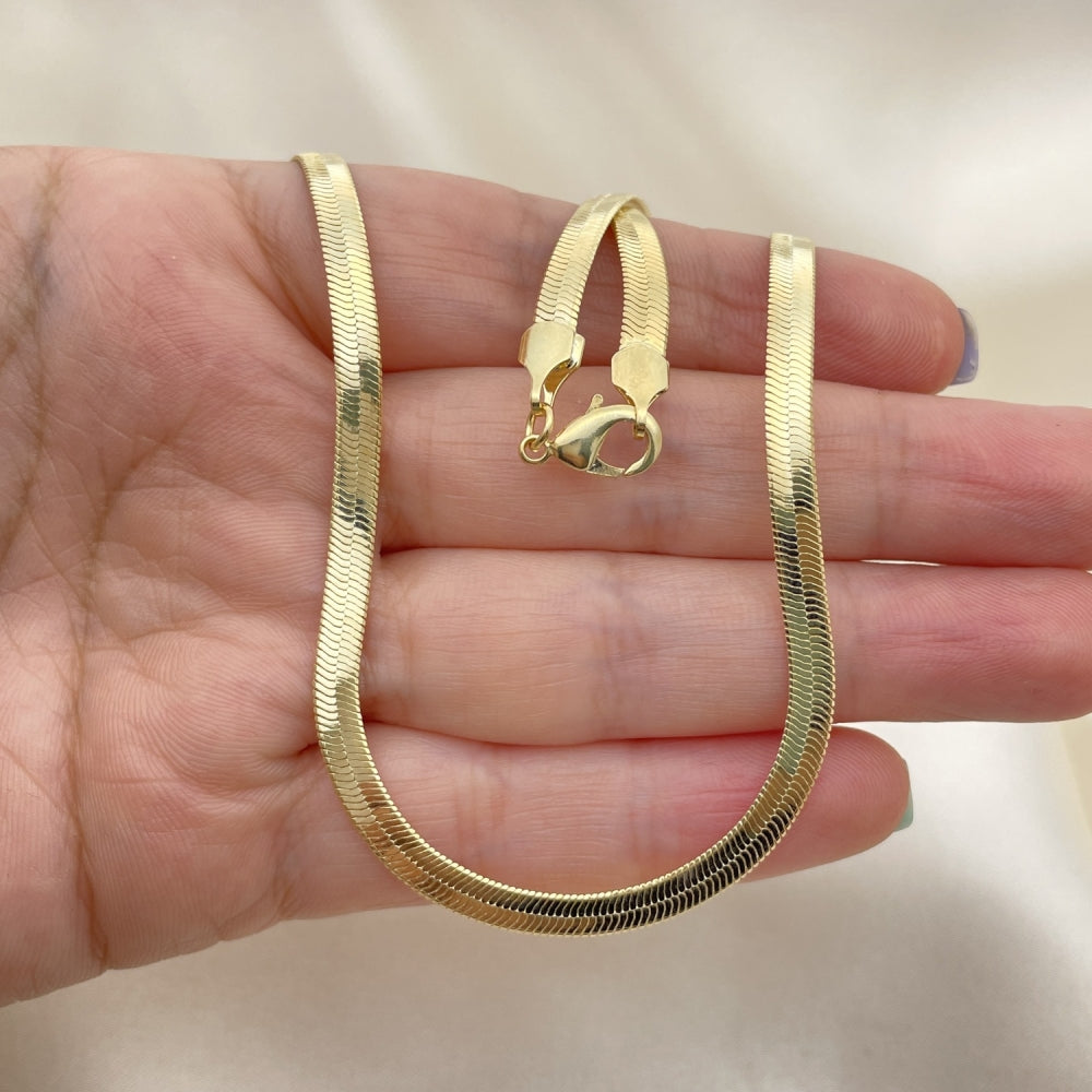 16" Herringbone Necklace Chain - Chunky 14K Gold Filled Style Necklace Gift for Her 04.02.0013.16