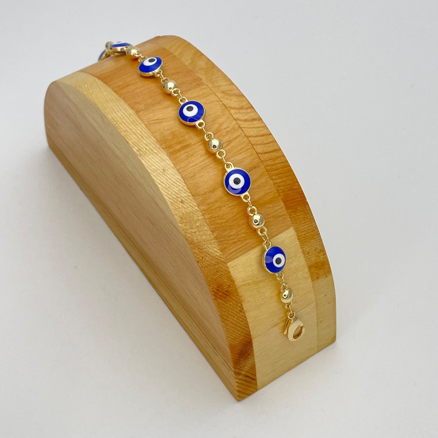 Blue & White Evil Eye Gold Bracelet | Minimalist Gold Bracelet a Dainty Gold Bracelet | Evil Eye | Gift for Her, Gold Bracelet 6.5” - 8”
