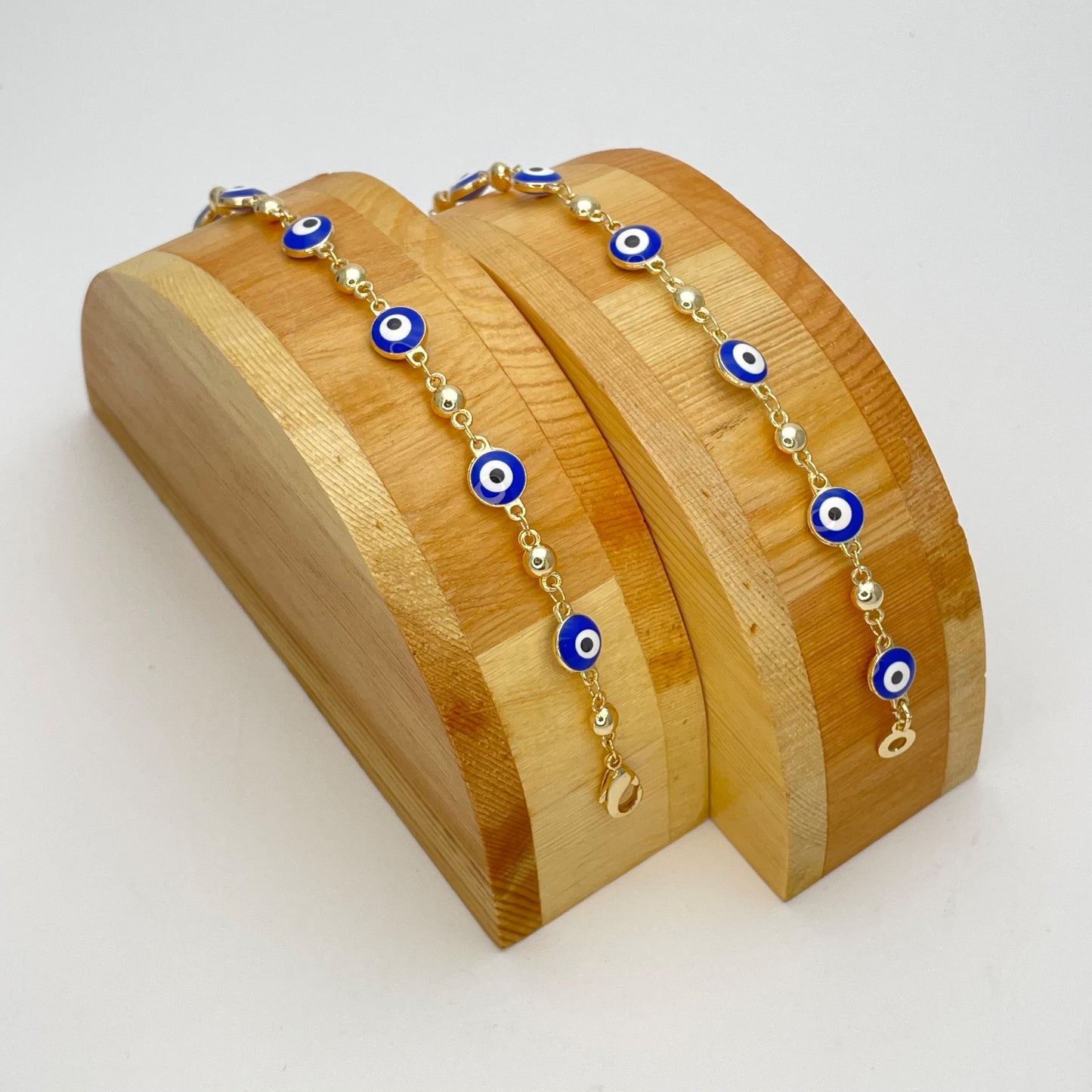 Blue & White Evil Eye Gold Bracelet | Minimalist Gold Bracelet a Dainty Gold Bracelet | Evil Eye | Gift for Her, Gold Bracelet 6.5” - 8”