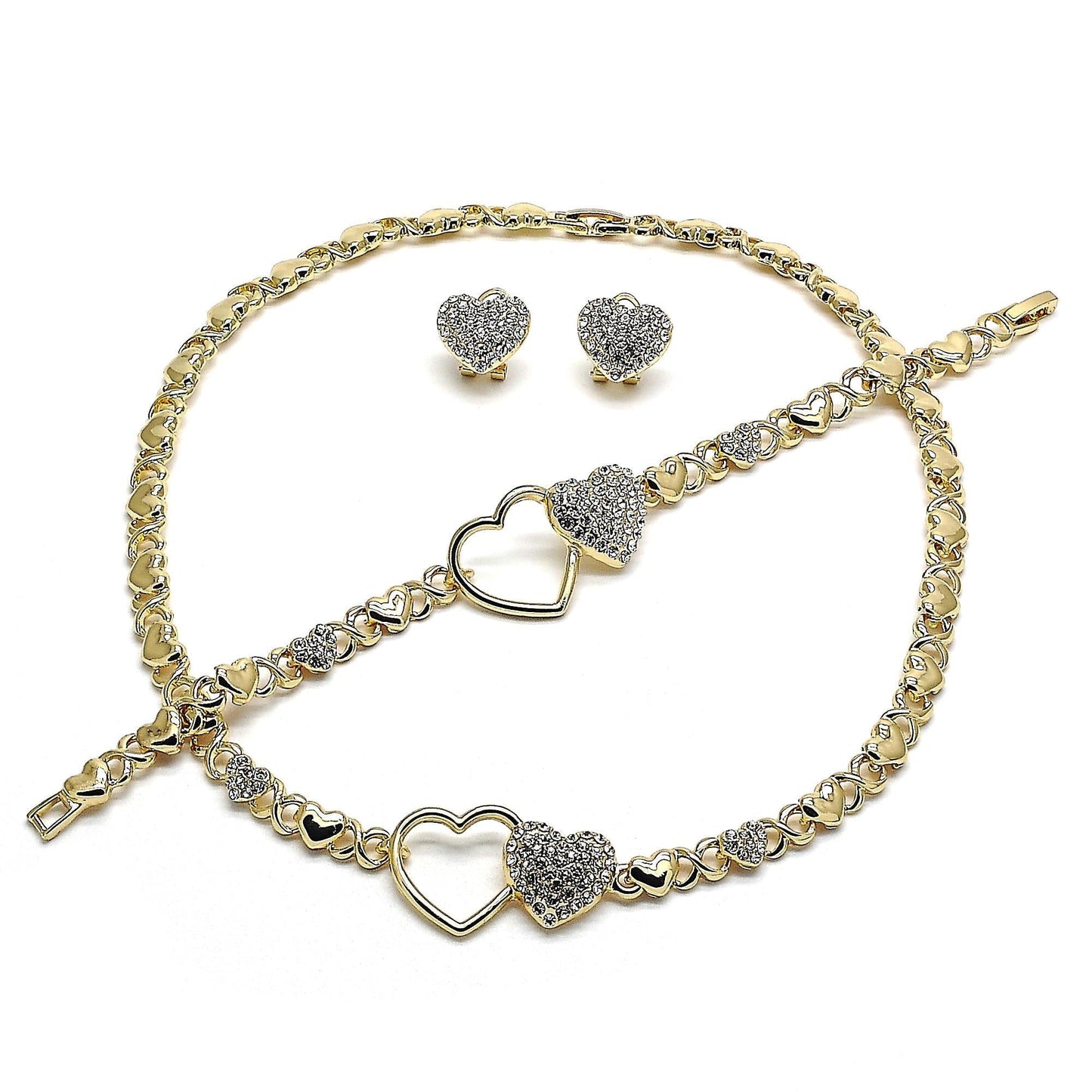 Gold Jewelry Set HUGS & KISSES Gold Necklace | 18K Gold Filled Over Jewelry Set | XOXO Necklace Set | Heart Jewelry Set | Gift For Your Diva