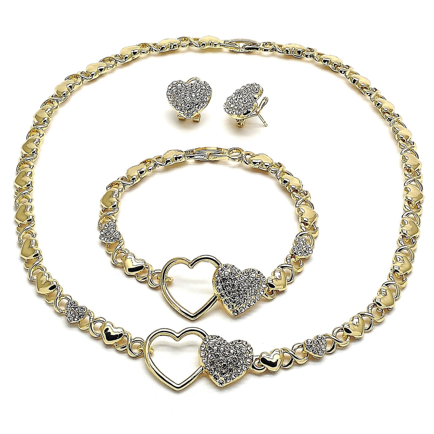 Gold Jewelry Set HUGS & KISSES Gold Necklace | 18K Gold Filled Over Jewelry Set | XOXO Necklace Set | Heart Jewelry Set | Gift For Your Diva