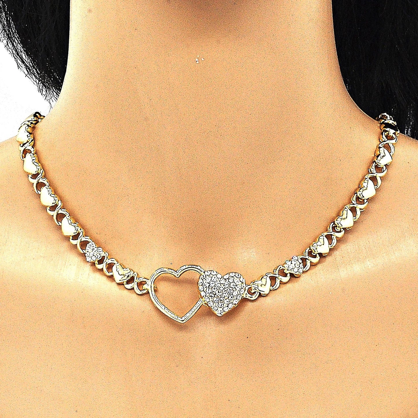 Gold Jewelry Set HUGS & KISSES Gold Necklace | 18K Gold Filled Over Jewelry Set | XOXO Necklace Set | Heart Jewelry Set | Gift For Your Diva
