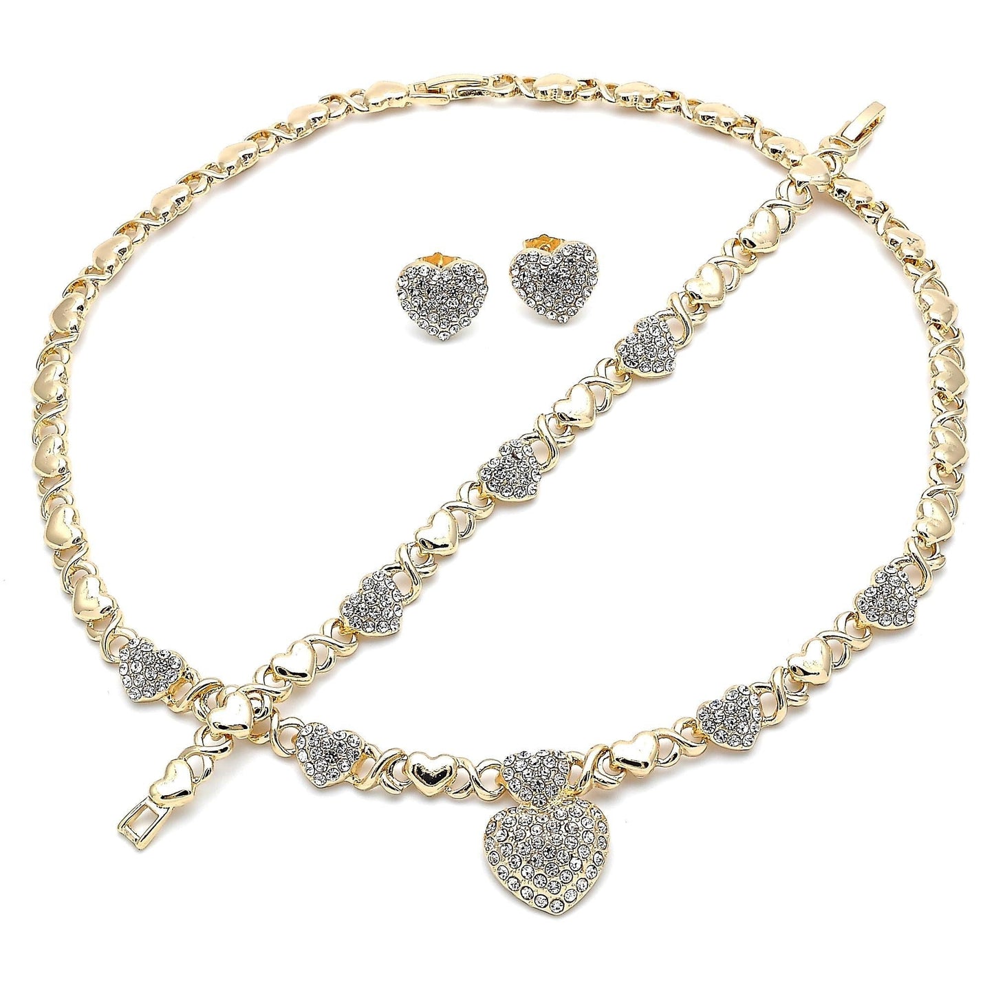 Gold Jewelry Set HUGS & KISSES Gold Necklace - 18K Gold Filled Over Jewelry Set | XOXO Necklace Set | Heart Jewelry Set | Gift For Your Diva