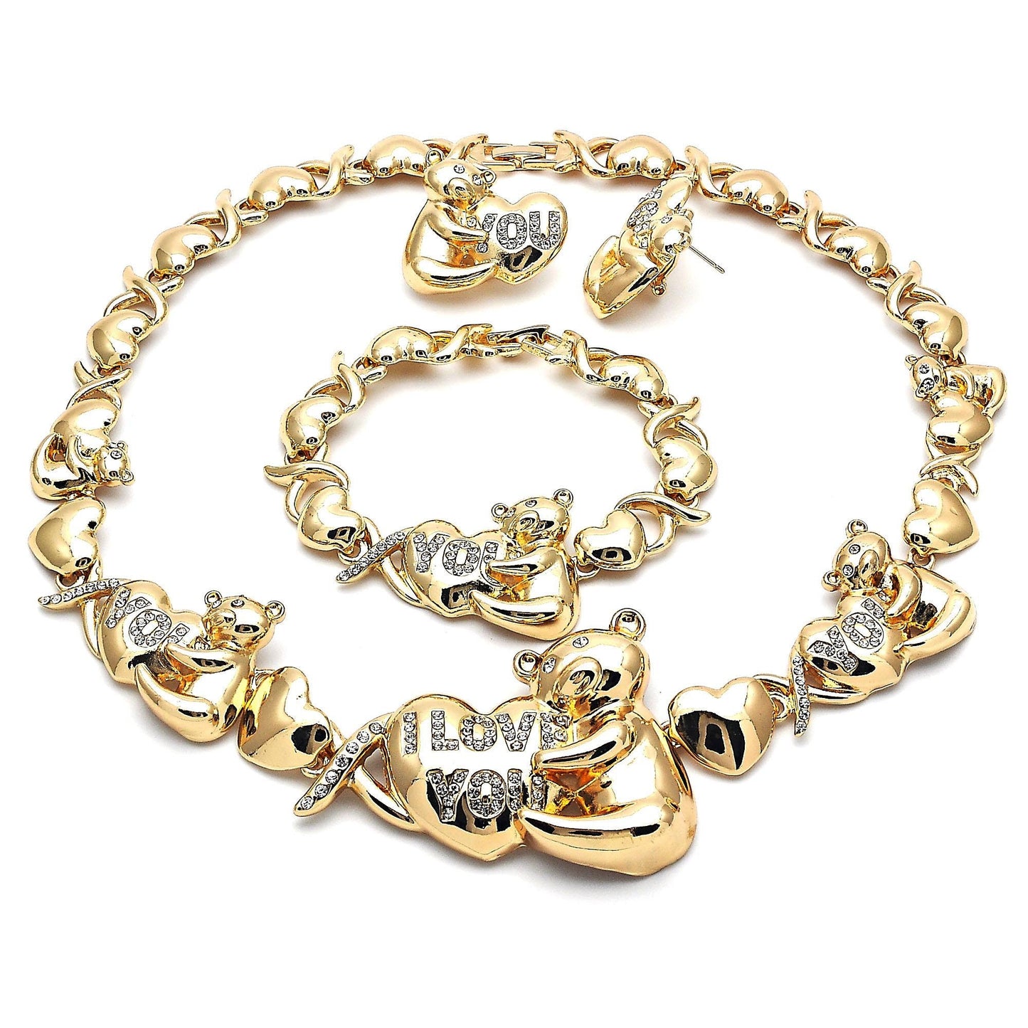 Gold Jewelry Set |HUGS & KISSES Xo Set | 18K Real Gold Filled Jewelry Set | XOXO Necklace Set | Heart Jewelry Set | Dolphin Jewelry Set