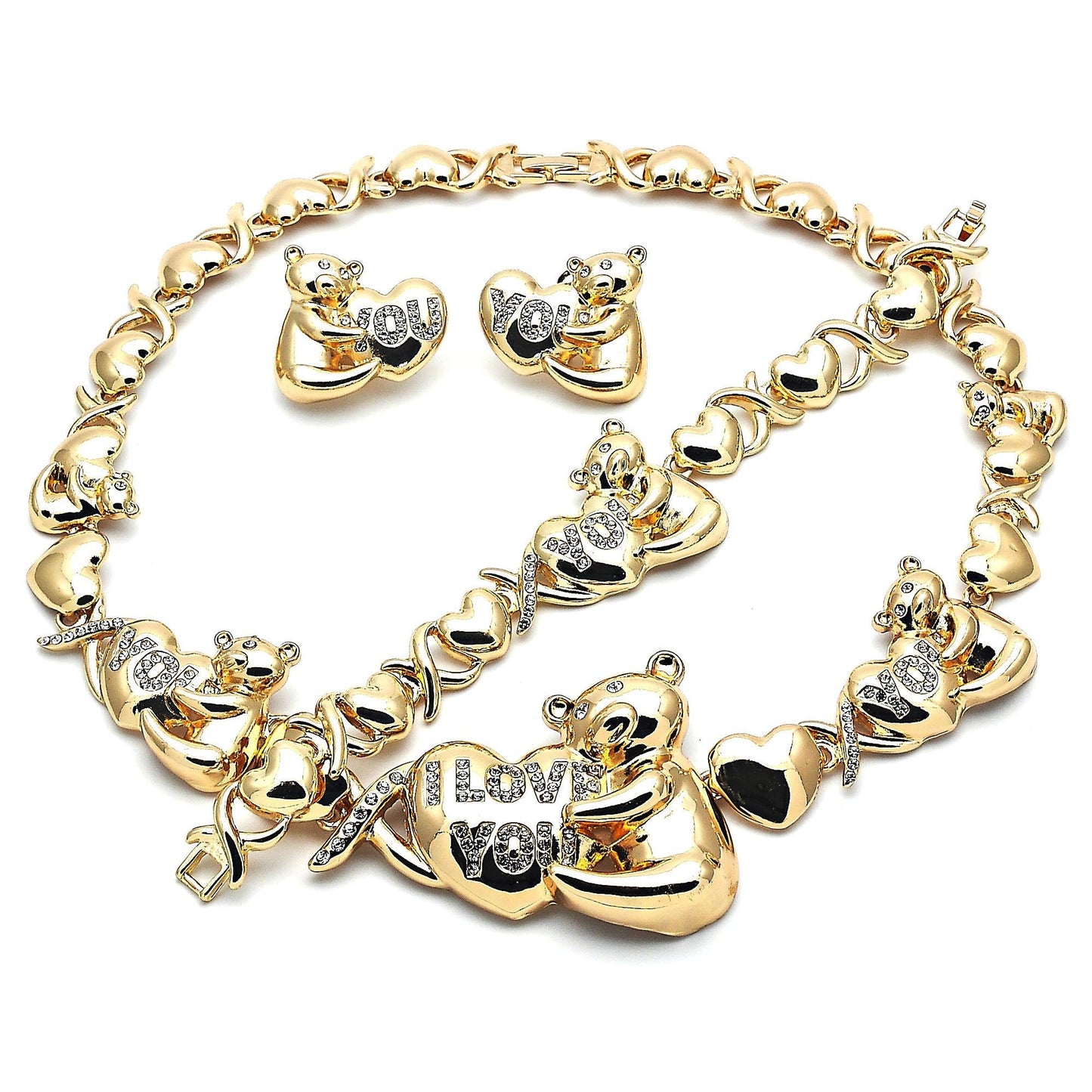 Gold Jewelry Set |HUGS & KISSES Xo Set | 18K Real Gold Filled Jewelry Set | XOXO Necklace Set | Heart Jewelry Set | Dolphin Jewelry Set