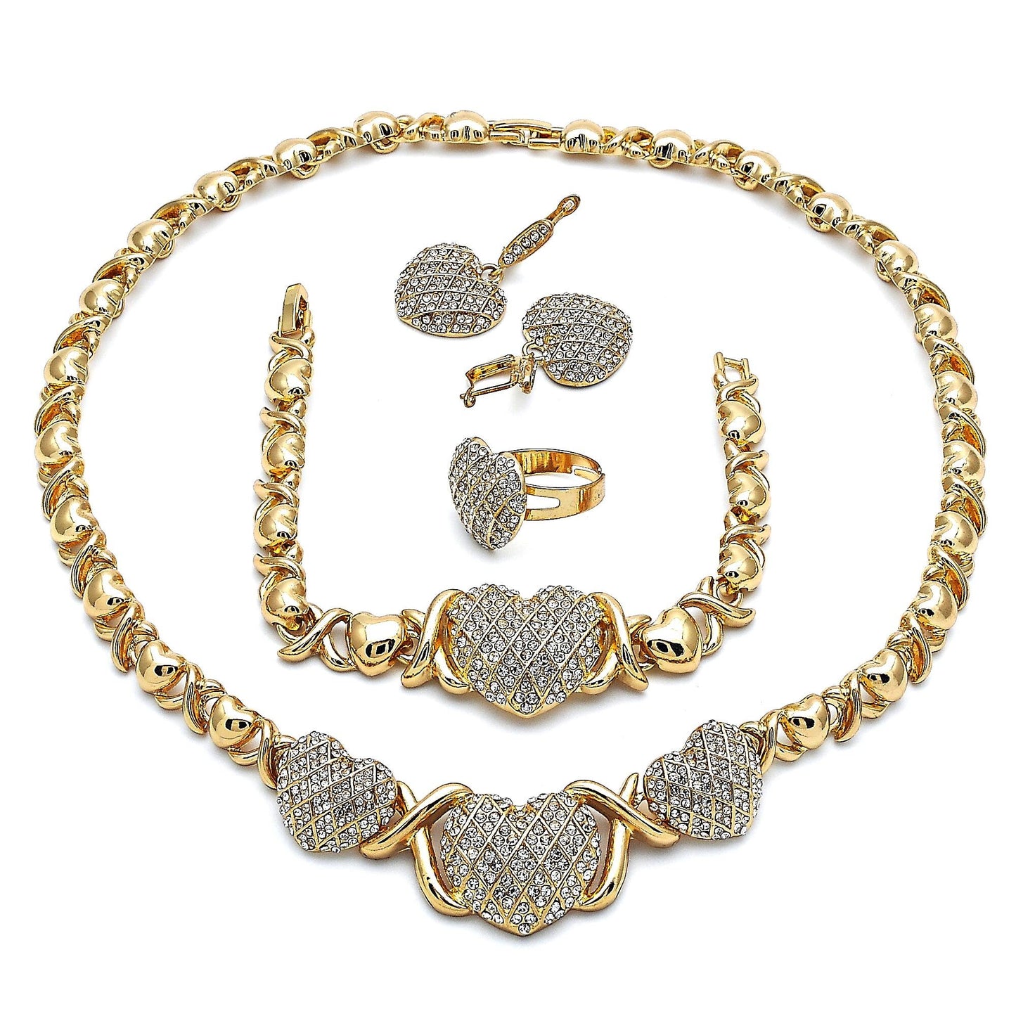 Gold Jewelry Set |HUGS & KISSES Xo Set New 18K Real Gold Filled Jewelry Set, | XOXO Necklace Set | Heart Jewelry Set | Dolphin Jewelry Set