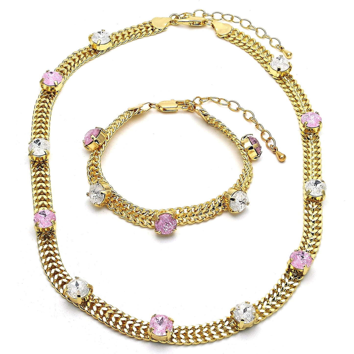 Gold Necklace HUGS & KISSES Necklace Set New Gold Cuban Link Crystal Necklace, Gold Filled XOXO Necklace, Statement Necklace, Gift For Her