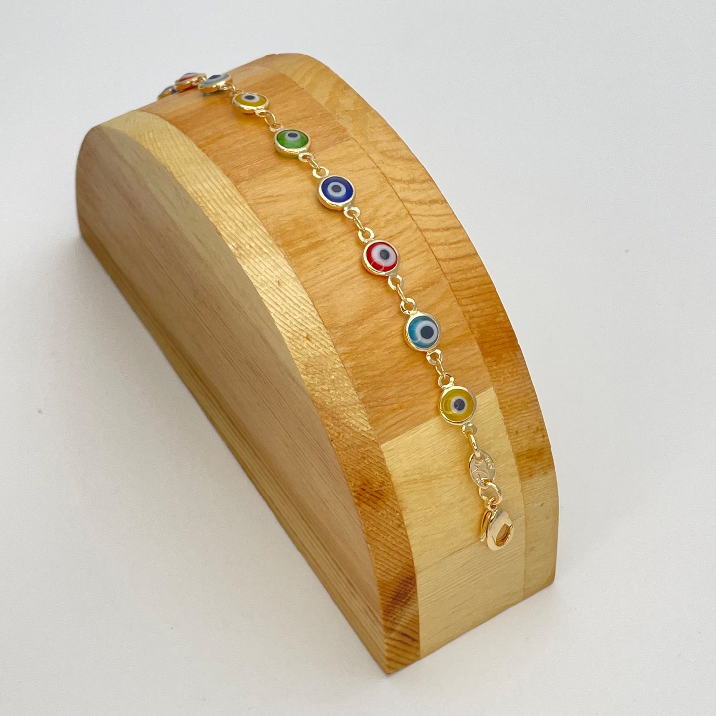 MULTICOLOR Evil Eye Gold Bracelet, Handmade Minimalist Evil Eye Bracelet, It's a Lucky Amulet Bracelet | Dainty Gold Filled | Gift for Her