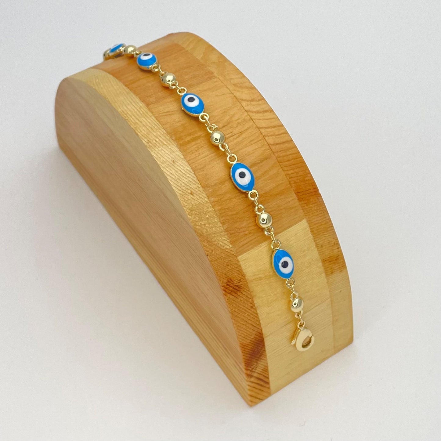 LIGHT BLUE OVAL Shape Beads Handmade Minimalist Evil Eye Bracelet, It's a Lucky Bracelet | Dainty Gold Filled Bracelet | Gift for Her