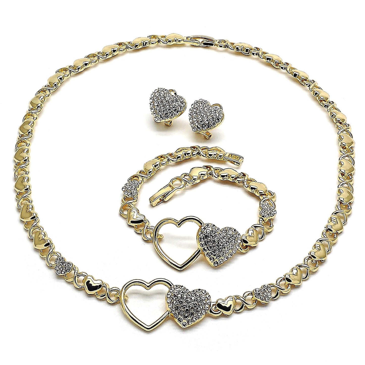 Gold Jewelry Set HUGS & KISSES Gold Necklace | 18K Gold Filled Over Jewelry Set | XOXO Necklace Set | Heart Jewelry Set | Gift For Your Diva