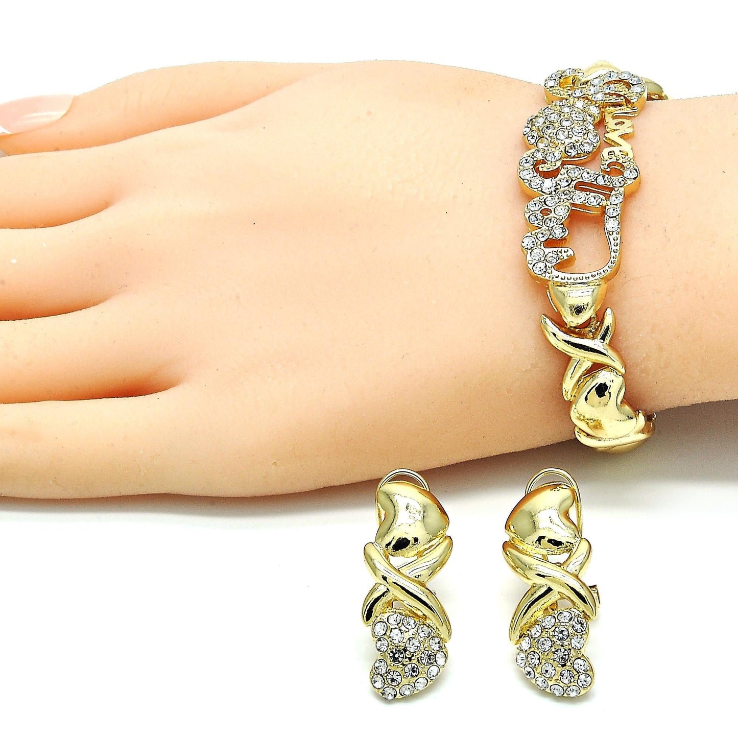 Gold Jewelry Set HUGS & KISSES Gold Necklace | 18K Gold Filled Over Jewelry Set | XOXO Necklace Set | Heart Jewelry Set | Gift For Mom or U