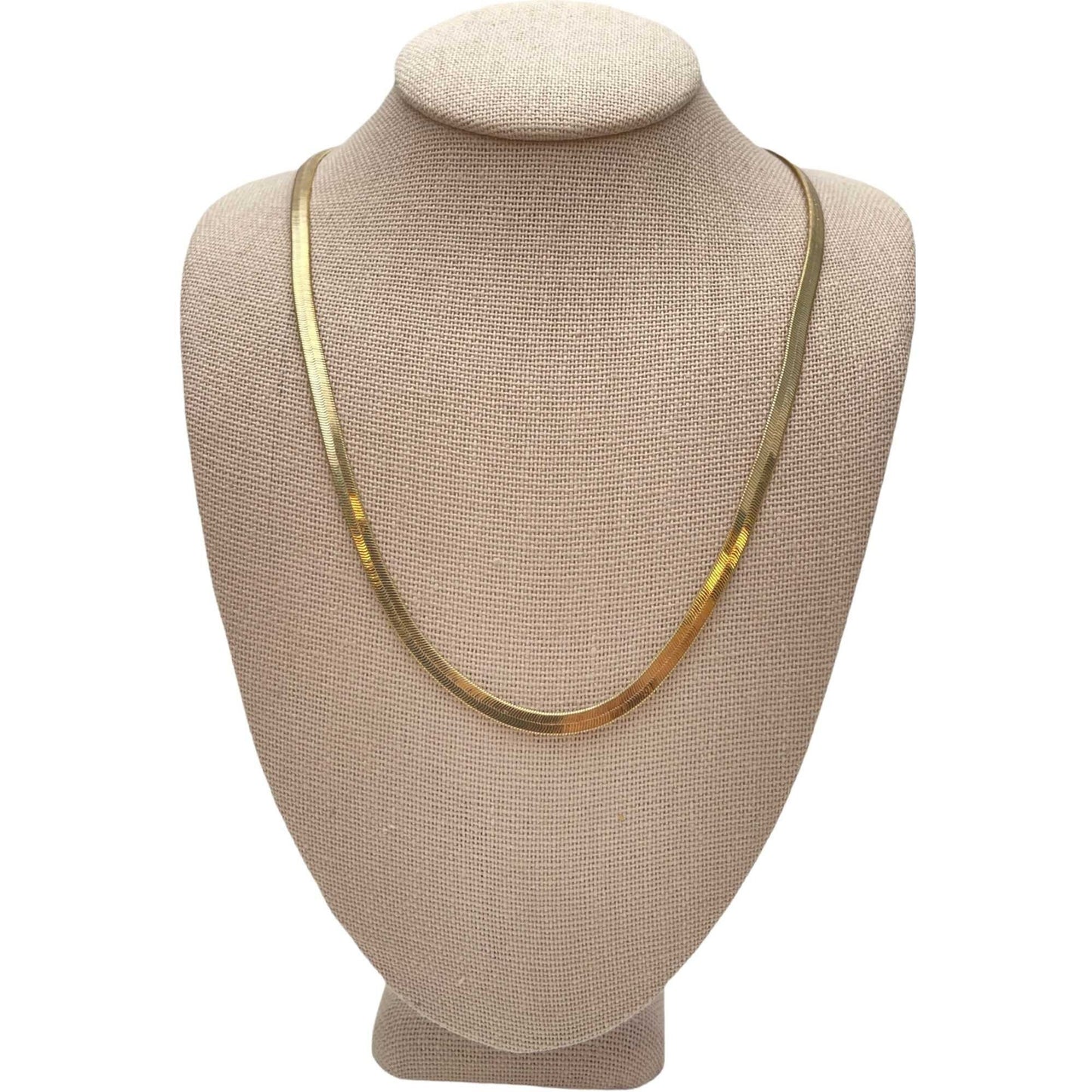 Herringbone Minimalist Hand Made Gold Necklace Chain Made With Real Gold on a Brass Chain | Dainty Jewelry Gift for Her or Gift for Him |