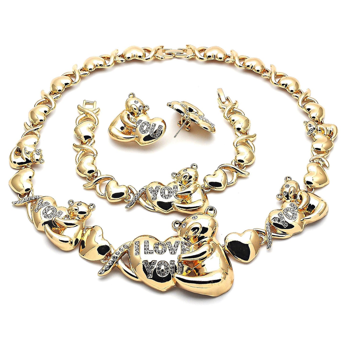 Gold Jewelry Set |HUGS & KISSES Xo Set | 18K Real Gold Filled Jewelry Set | XOXO Necklace Set | Heart Jewelry Set | Dolphin Jewelry Set