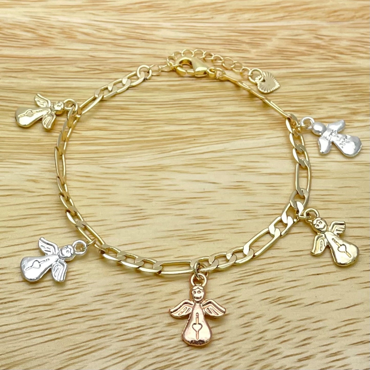 Guardian Angel Bracelet for Women, Gold Charm Bracelet Mix Charms in Yellow Gold, Rose Gold, White Gold, Gift for Her, Handmade Gold Filled