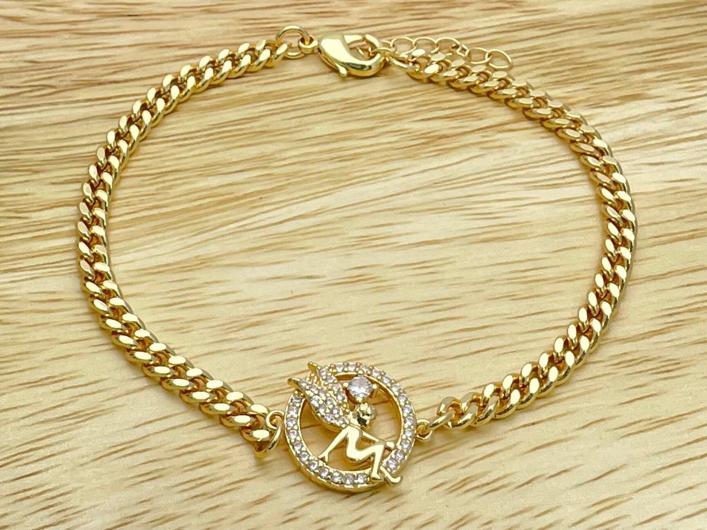 Gold Angel Chain Bracelet, Handmade Bracelet, Dainty Aura Angel Number Wing Pendant, Wholesale Gold Filled Jewelry Making, Gift for her