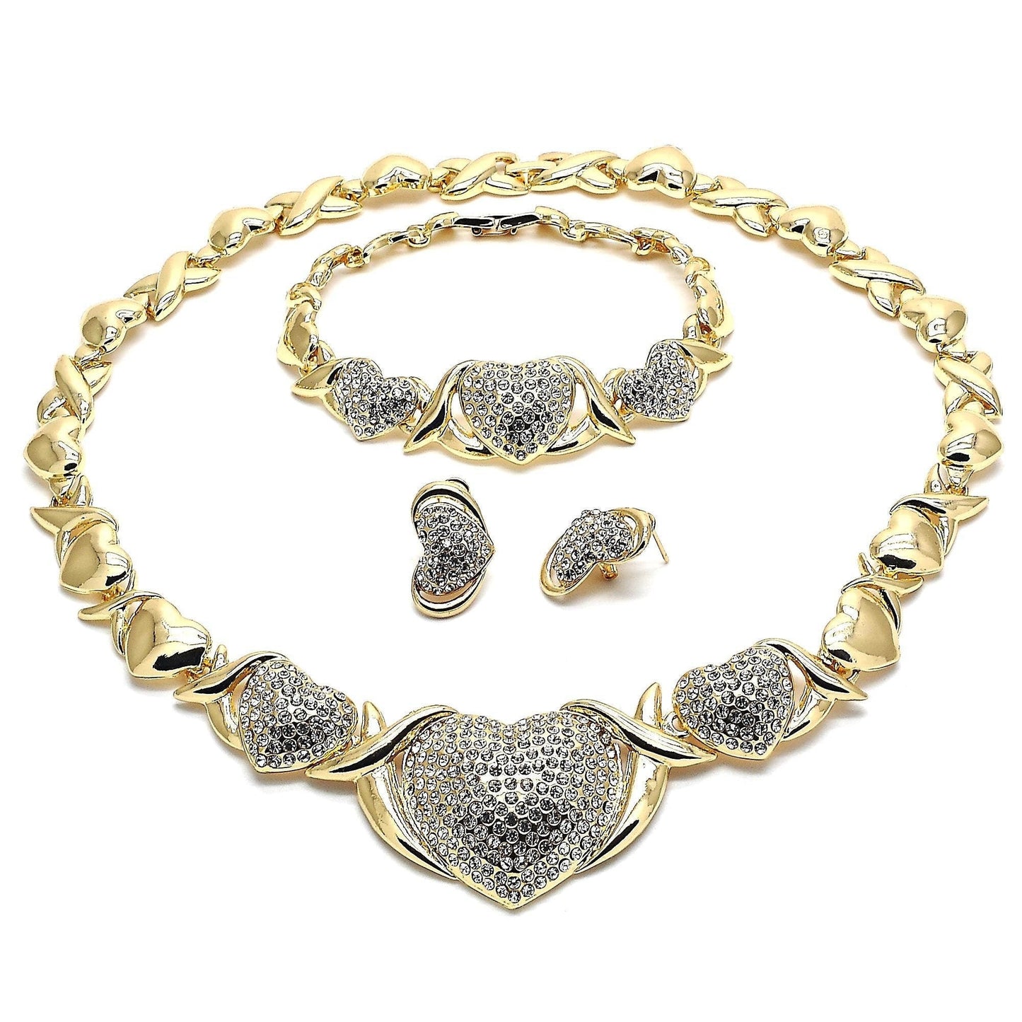 Gold Jewelry Set HUGS and KISSES Gold Necklace 18K Gold Filled Over Jewelry Set XOXO Necklace Set | Heart Jewelry Set | Gift For Your Diva