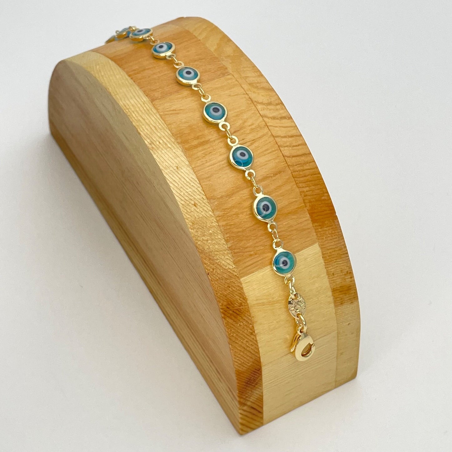 Evil Eye Bracelet Gold Bracelet, Minimalist Bracelet of Light Blue Evil Eye, It's a Dainty Lucky Amulet Bracelet | Gift for Her