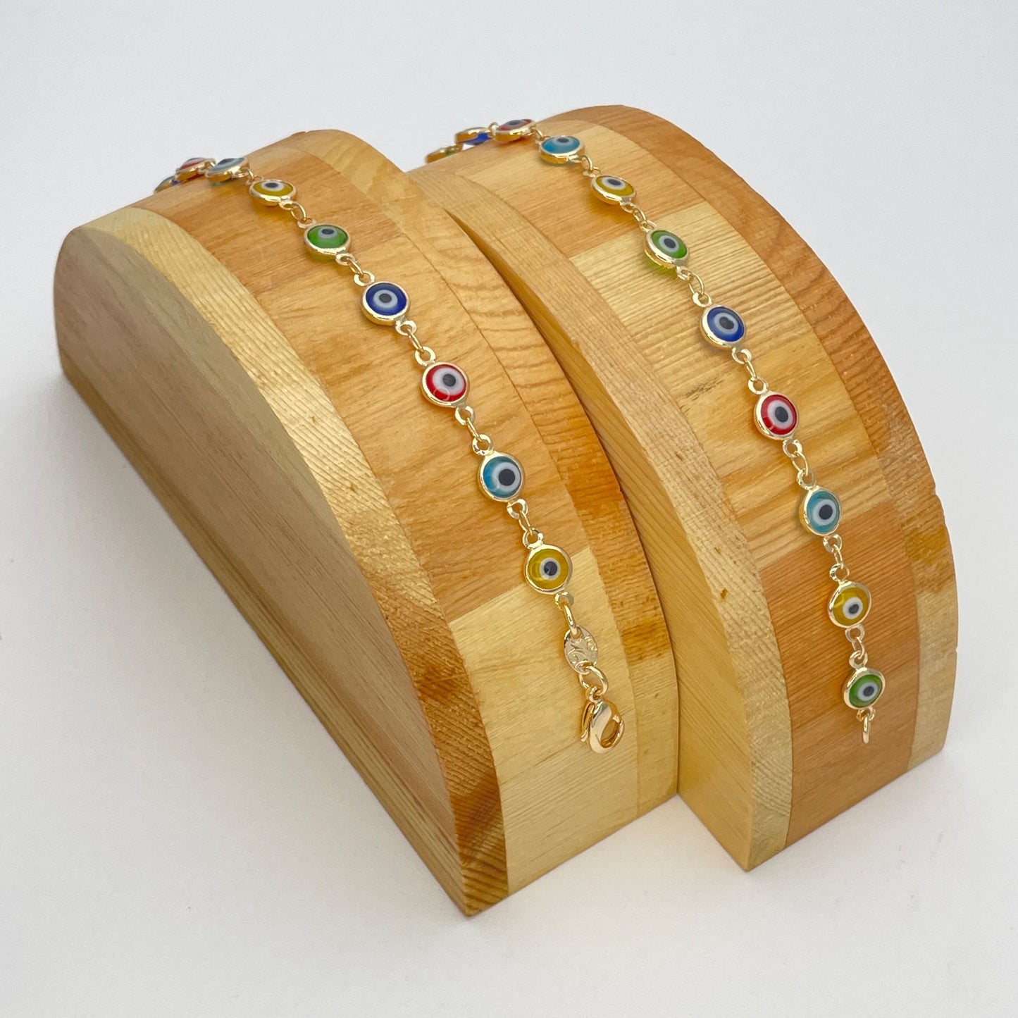 MULTICOLOR Evil Eye Gold Bracelet, Handmade Minimalist Evil Eye Bracelet, It's a Lucky Amulet Bracelet | Dainty Gold Filled | Gift for Her