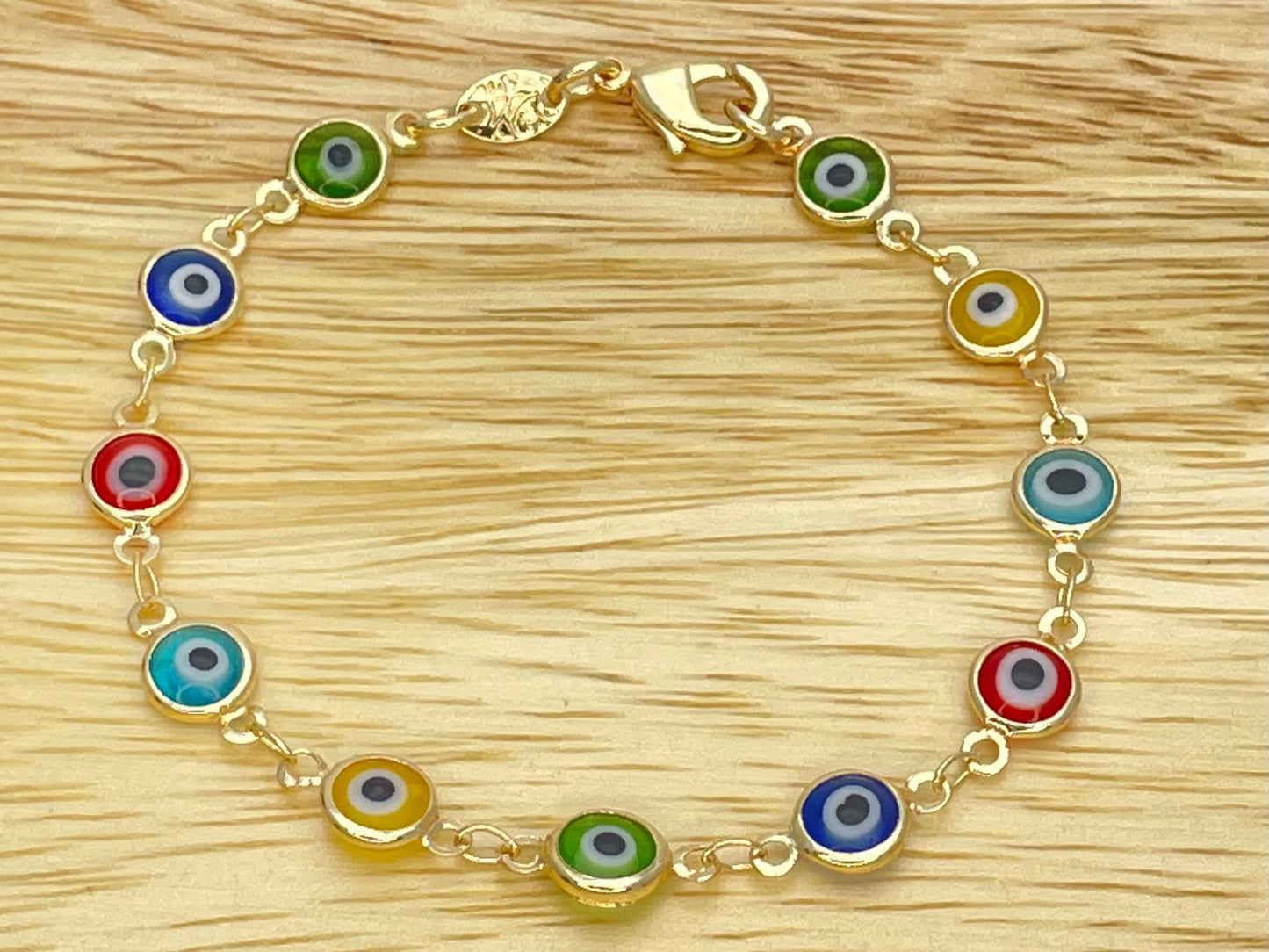 MULTICOLOR Evil Eye Gold Bracelet, Handmade Minimalist Evil Eye Bracelet, It's a Lucky Amulet Bracelet | Dainty Gold Filled | Gift for Her