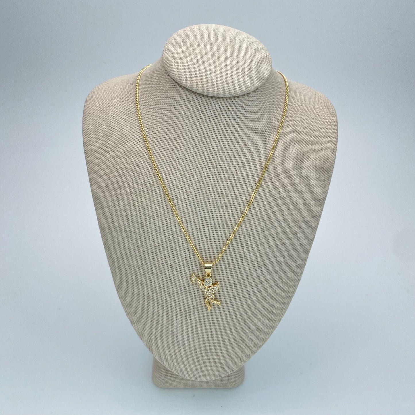 Handmade Gold Angel Chain Necklace | Dainty Angel Pendant With Zirconia on Wing, Chain Gold Filled Jewelry Making Wholesale, Gift for her