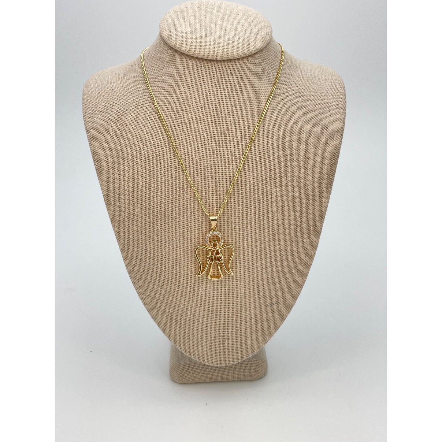 Handmade Gold Flying Angel Chain Necklace Dainty Angel Pendant With All Zirconia Wing and Chain Gold Filled Making Wholesale, Gift for her