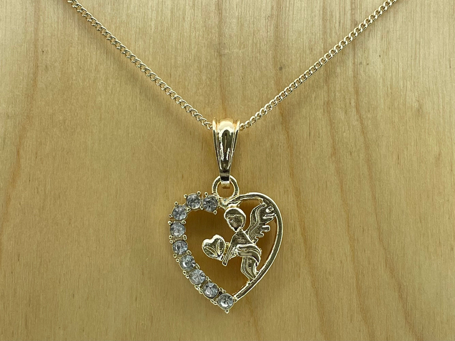 Handmade Gold loving Angel Chain Necklace Dainty Angel Pendant With All Zirconia Wing and Chain Gold Filled Making Wholesale, Gift for her