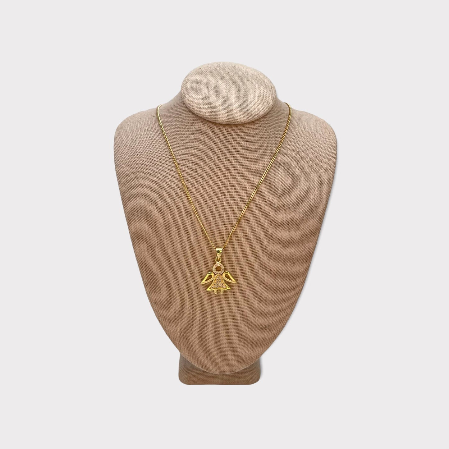 Handmade Gold Little Girl Angel Chain Necklace Dainty Angel Pendant With Zirconia Wing and Chain Gold Filled Making Wholesale, Gift for her