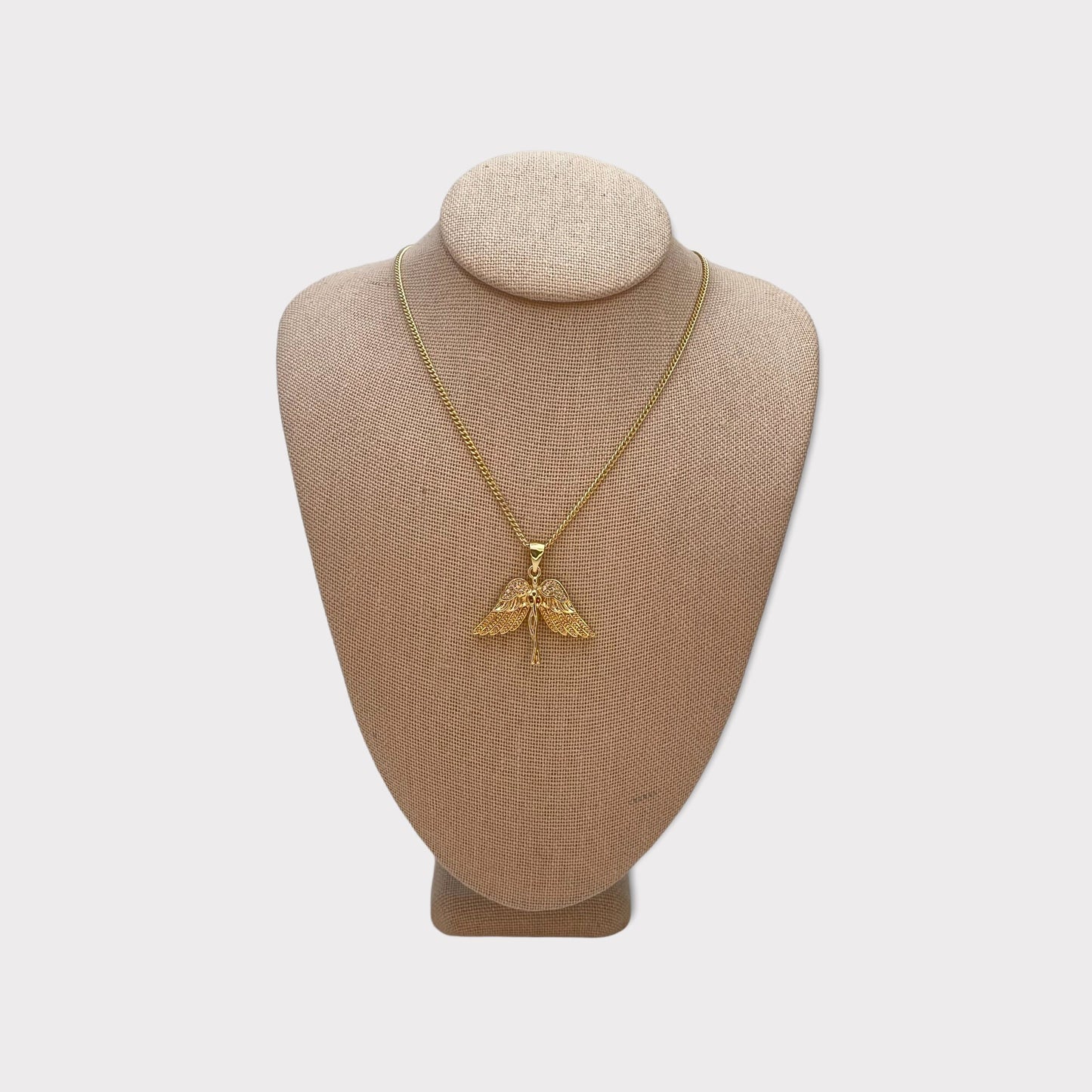 Handmade Gold Guardian Angel Chain Necklace Dainty Angel Pendant With All Zirconia Wing and Chain Gold Filled Making Wholesale, Gift for her